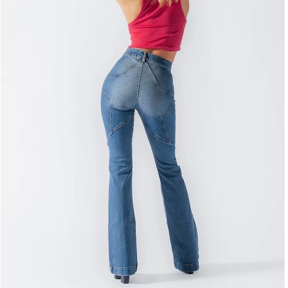 Revice Venus Star Flare Jeans Size 27 High Rise Bell Bottom 70's Retro Y2K Blue